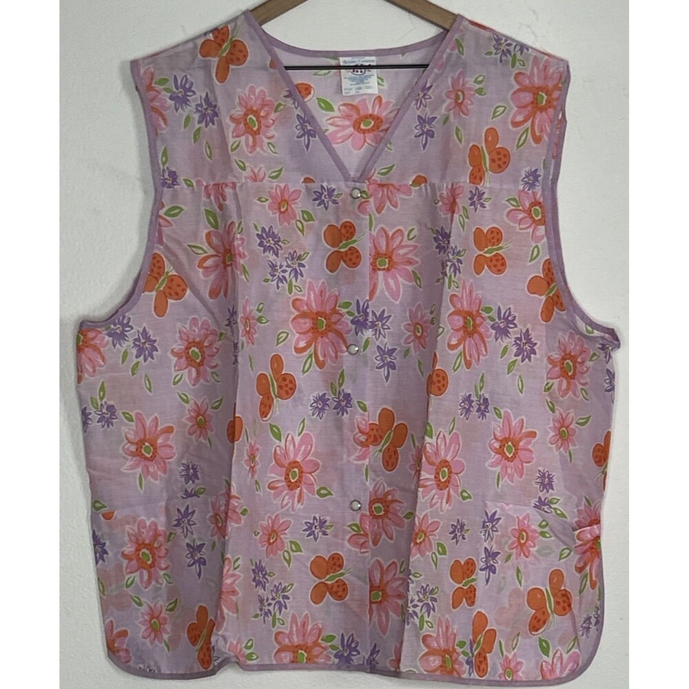 VINTAGE NEW Artistic Creation Front Snap Size 3X Floral lilac Teacher Granny